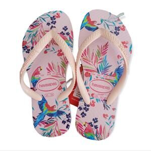 Havaianas slim tropical floral flip flops in ballet rose Size 10